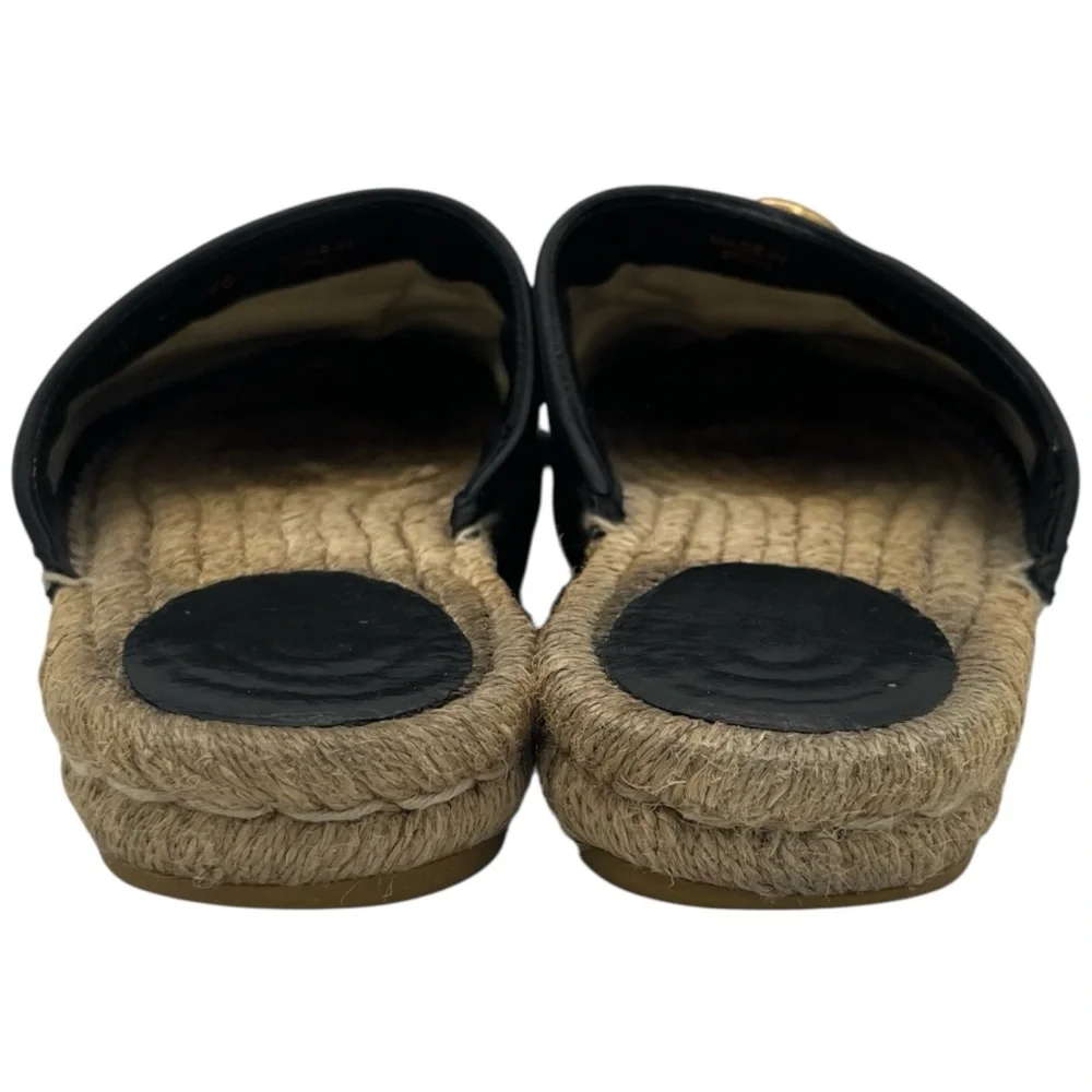 Gucci GG Marmont Black Matelassé Leather Espadrille Mules EU 37 US 7